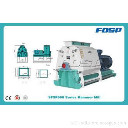 Animal Feed Hammer Mill Machine 55KW Efficiency Volume 3m -